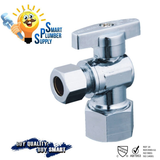 Picture of 1/4 Turn Compression Angle Stop Valves w/ABS Straight Handle